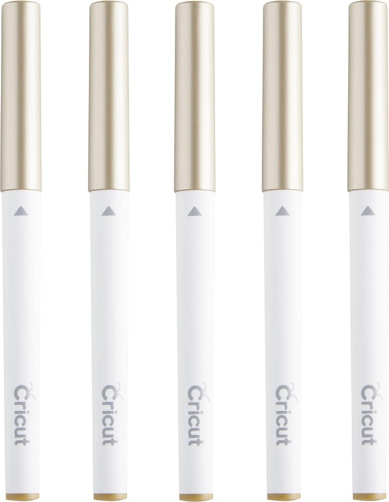 Cricut Multi Pen Set, Gold (5 ct) - For Explore, Maker, & Venture Machines - Includes Gold Glitter Gel Pen, Marker, & Calligraphy Markers