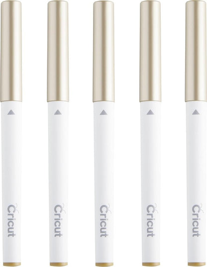 Cricut Multi Pen Set, Gold (5 ct) - For Explore, Maker, & Venture Machines - Includes Gold Glitter Gel Pen, Marker, & Calligraphy Markers