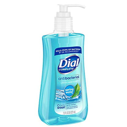 Dial Antibacterial Liquid Hand Soap Spring Water 7.5oz, Blue, 12 Count