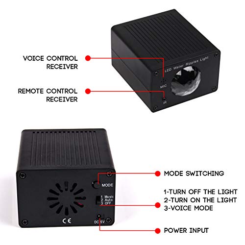 KOOT Water Wave Christmas Projector, RGB 16 Color Party Light, Sound Activated Flash Ripple LED Holiday Lighting With Remote for Disco, Halloween, Wedding, Kids Room