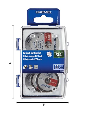 Dremel EZ728-01 EZ Lock Rotary Tool Cutting Discs Accessory Kit, Cut-Off Wheels for Plastic, Metal, and Thin Cuts, 11- Piece Assorted Accessories Set