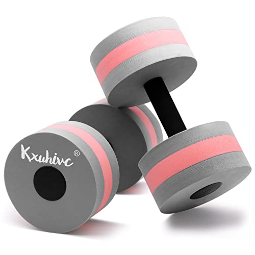 Water Dumbbells Aquatic Exercise Dumbells Water Aerobics Workouts 2PCS Foam Barbells Hand Bars Pool Resistance for Men Women Kids Weight Loss Water Sports Fitness Tool (Grey)