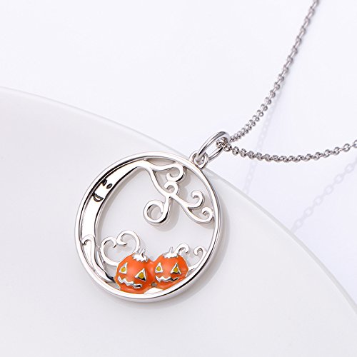 DAOCHONG S925 Sterling Silver Pumpkin and Devil Forest Pendant Necklace for Women 18"