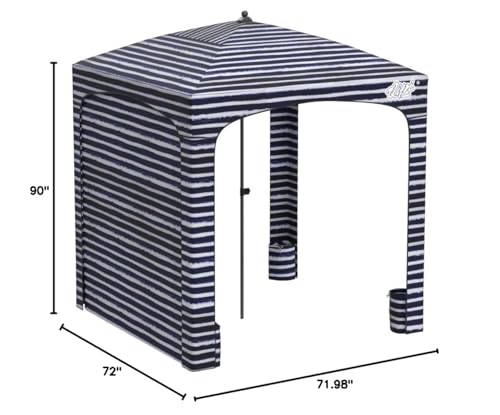Qipi Beach Cabana - Easy to Set Up Canopy, Waterproof, Portable 6' x 6' Beach Shelter, Included Side Wall, Shade with UPF 50+ UV Protection, Ultimate Sun Umbrella - for Kids, Family - Sailor Stripes