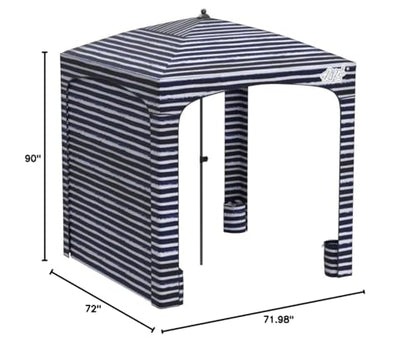 Qipi Beach Cabana - Easy to Set Up Canopy, Waterproof, Portable 6' x 6' Beach Shelter, Included Side Wall, Shade with UPF 50+ UV Protection, Ultimate Sun Umbrella - for Kids, Family - Sailor Stripes