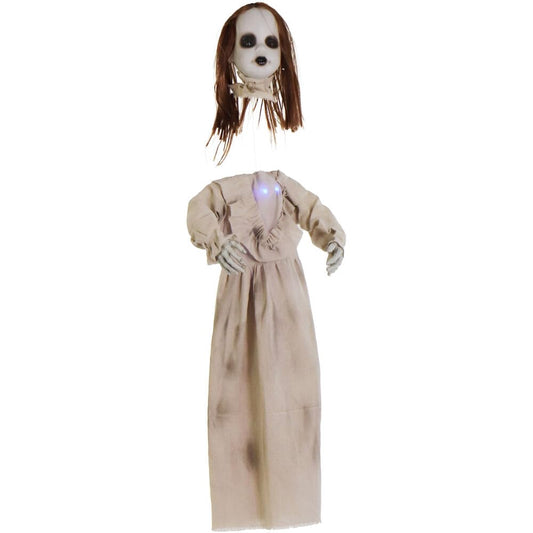 Haunted Hill Farm Floating, Talking Zombie Girl Animatronic with Blue Chest Light for Scary Free-Hanging Halloween Decoration,5 x 16 x 47