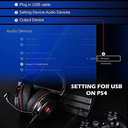 EKSA E900 Pro USB Gaming Headset for PC - Computer Headset with Detachable Noise Cancelling Mic, 7.1 Surround Sound, 50MM Driver - Headphones with Microphone for PS4/PS5, Xbox One, Laptop, Office