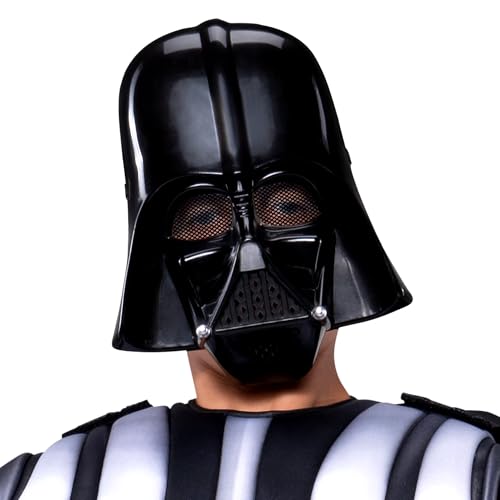 Star Wars Darth Vader Official Youth Costume - Premium Quality Padded Jumpsuit with Plastic Mask and Detachable Cape (S) Multi