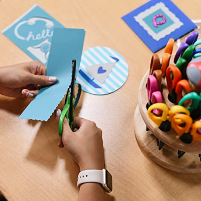 ECR4Kids Kraft Edgers with Rotating Hardwood Rack, Decorative Scissors, Assorted, 18-Piece