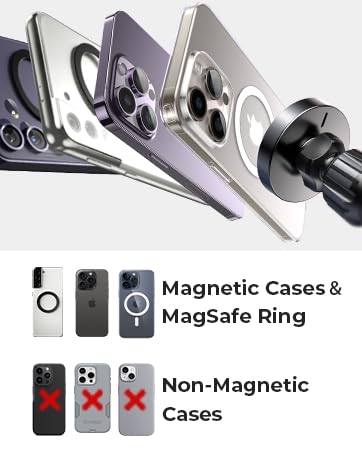 LISEN for 15W MagSafe Car Mount Charger,Magnetic Wireless Car Charger for iPhone 16 Pro Max Accessories,Magnetic Phone Holder for iPhone 16e 15 14 13 12,Samsung with MagSafe,Gifts for Men Women