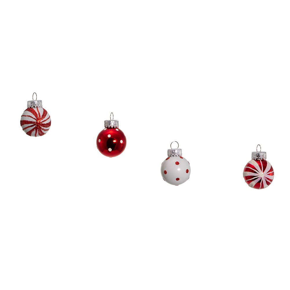 Kurt Adler GG0294 1-Inch Ornament Set, Red, White