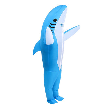 KMiKE Inflatable Shark Costume for Kids Funny Halloween Costumes Fantasy Cosplay Blow up Costume (Blue, Kid)