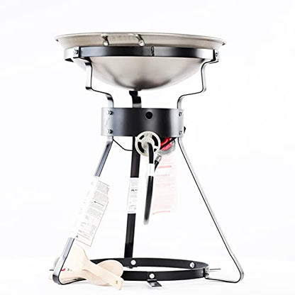 King Kooker 24WC Heavy-Duty 24" Portable Propane Outdoor Cooker with 18" Steel Wok, Black