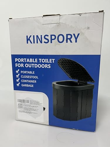 KINSPORY Camping Toilet, Portable Toilet for Adults & Kids, Foldable Potty & Outdoor Emergency Sanitation Products, Trash Can, Stool for Car Truck Camping Travel Hiking Fishing Long Trips (Deep Black)