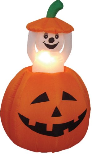 4 Foot Animated Halloween Inflatable Pumpkin and Ghost Yard Garden Decoration