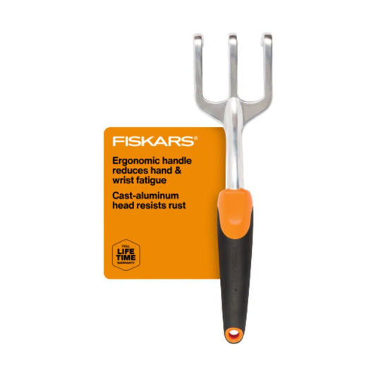 Fiskars Ergo Cultivator for Digging, Aerating Soil, and Weeding, Heavy Duty Garden Tool with Hanging Hole