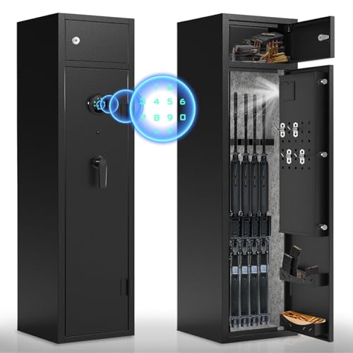 Karini 5 Gun Safe,Gun Safes for Home Rifles and Pistols,Quick Access Gun Rifle Safes(with/Without Scope),Gun Cabinets with Gun Racks, Double Storage Cabinet