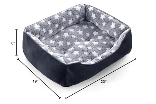 GASUR Small Dog Beds Small Size Dogs, Rectangle Washable Dog Bed, Orthopedic Dogs Sofa Bed, Pet Cuddler Anti-Slip Bottom, Soft Calming Sleeping Warming Puppy Bed (S (20"x 19"x 6"), Black)