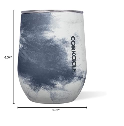 Corkcicle Disney 12 Ounce Triple Insulated Stainless Steel Stemless Travel Cup with Lid and Silicone Bottom for Hot and Cold Drinks, Mickey Tie Dye