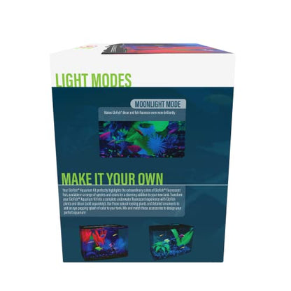 GloFish Crescent aquarium Kit 3 Gallons, Includes Hidden Blue LED Light And Internal Filter