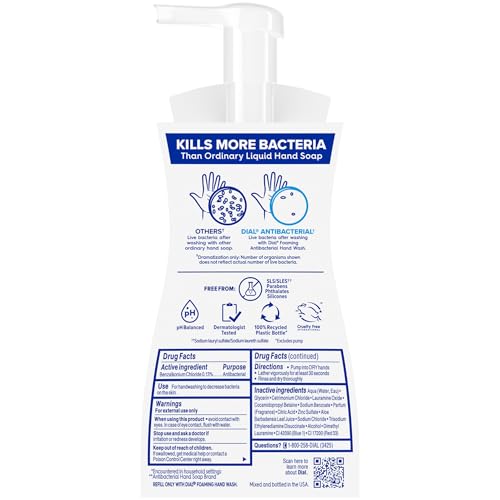 Dial Antibacterial Foaming Hand Wash, Spring Water, 7.5 fl oz (Pack of 6)