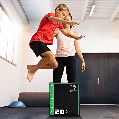 Holleyweb 3 in 1 Foam Plyometric Jump Box 16"x20"x24" Jump Training & Conditioning-Plyo Jump Box for Jump Training Fitness Workout Exercise