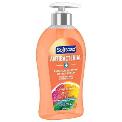 Softsoap 44571 Antibacterial Hand Soap, Crisp Clean, 11 1/4 oz Pump Bottle, 6/Carton