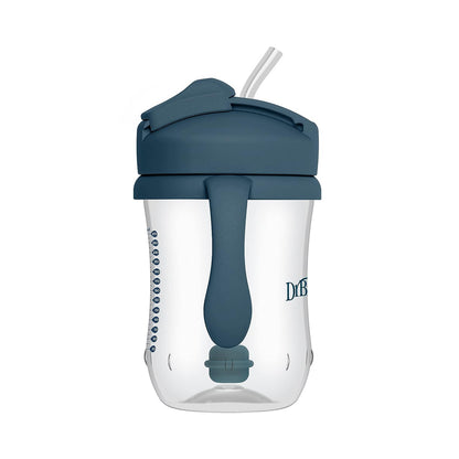 Dr. Brown's Milestones Baby's First Straw Cup, Training Cup with Weighted Straw, 9oz/270mL, Dark Blue, BPA Free, 6m+