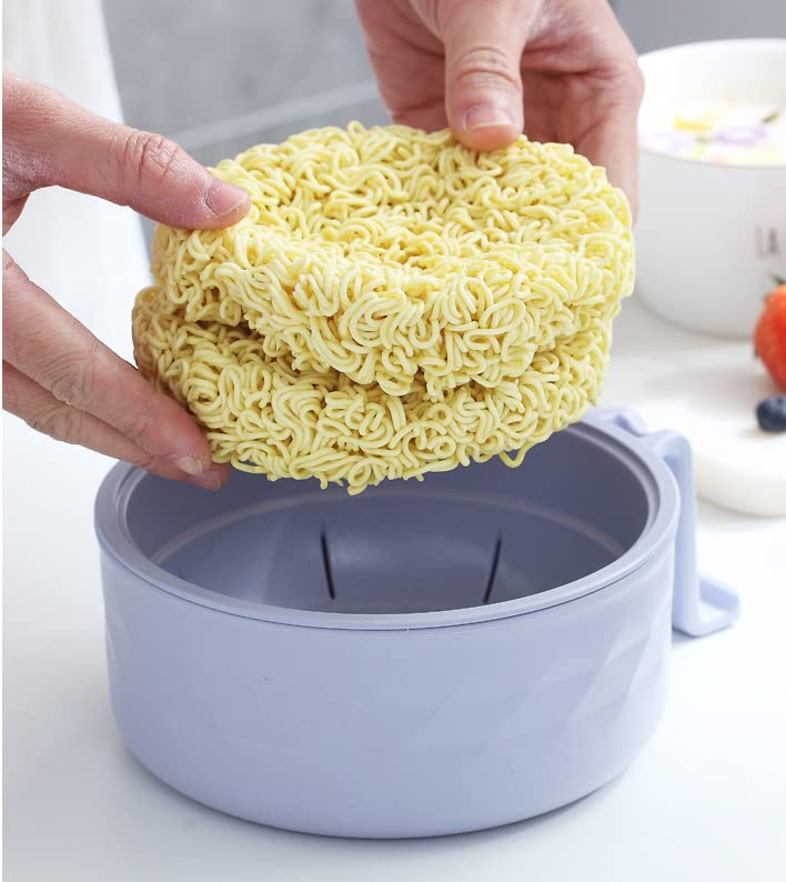 Layron Ramen Cooker Ramen Bowl Set with Chopsticks Microwave Noodle Bowl College Dorm Room Essentials for Girls for Boys Apartment Essentials-Blue
