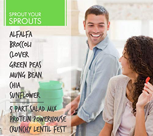 Handy Pantry Complete Sprouts Growing Kit | Sprouting Kit with 3 Stackable Sprouting Trays | Seed Sprouter, BPA-Free | Includes Organic Sprouting Seeds & Instructions