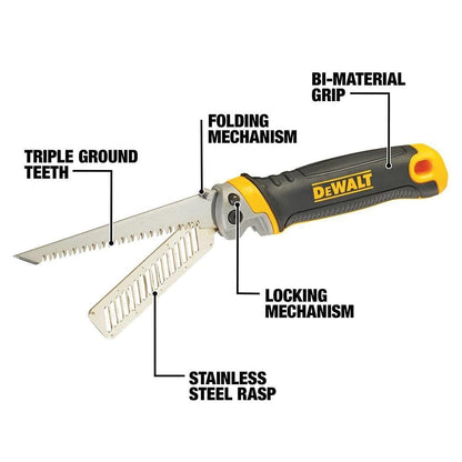 DeWalt DWHT20123 10-1/2" 8 TPI 2-in-1 Triple Ground Teeth Folding Jab Saw