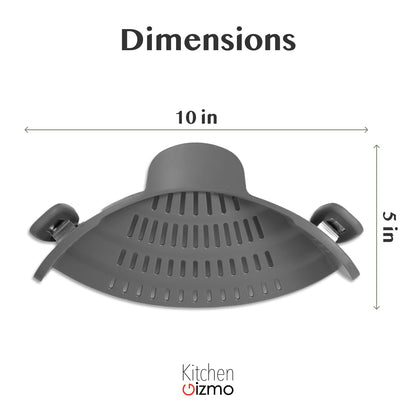 Kitchen Gizmo Snap N' Strain - Silicone Pasta Strainer Clip-On for Pots and Pans - Heat Resistant Colander for Vegetables and Noodles - Kitchen Gadgets for Cooking - Space-Saving Design - Gray