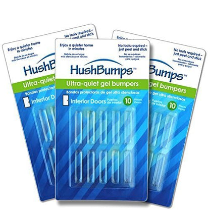 HushBumps Ultra-Quiet Bumpers for Interior Doors 3-Pack. Prevent Door Slamming and Provides Soft Close. Just Peel & Stick. No Tools Required. Silences Door Closing. 30 pcs.