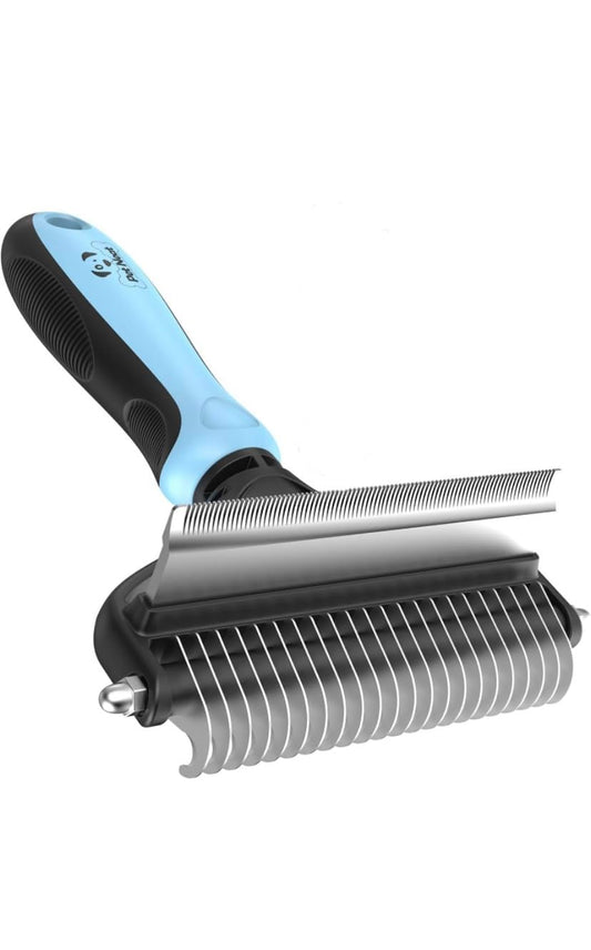 Dog Brush for Shedding & Cat Brushes for Indoor Cats - Double Coat Dog Brushes for Grooming - Hair Remover Pet Grooming Tools - 2 in 1 Deshedding Brush & Undercoat Rake for Dogs - Defur Comb Cleaner