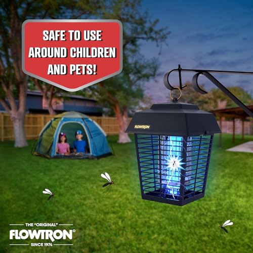 Flowtron Electric Bug Zapper 1/2 Acre Outdoor Insect Control with Dual Lure Method, 15W UV Light & Octenol Attractant for Fly & Mosquito, 5600V Kill Grid, Made in USA, UL Certified