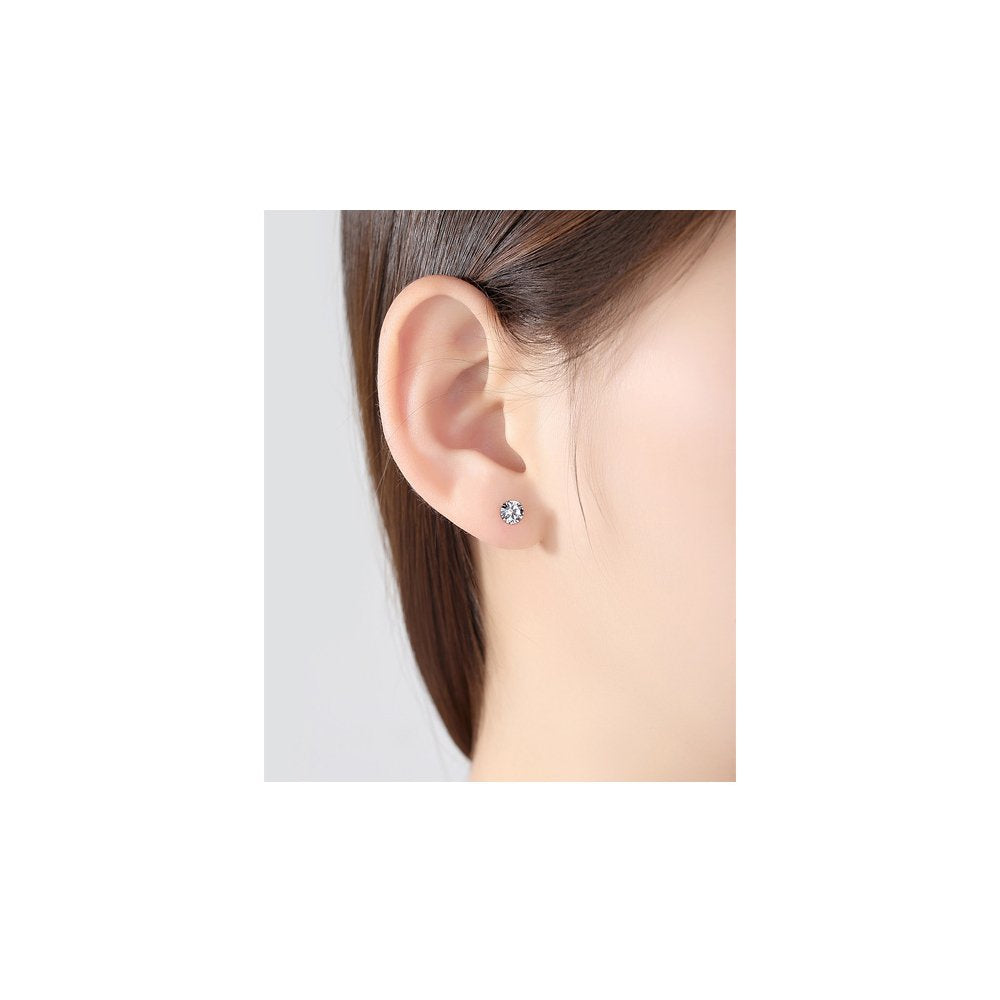 Epoch World 925 Sterling Silver Earrings Set 4 Pairs Silver Stud Earrings for Women Men Hypoallergenic Studs Womens Earrings Mens Ball Earrings Pearl Earrings Diamond Studs Earrings for Teen Girls