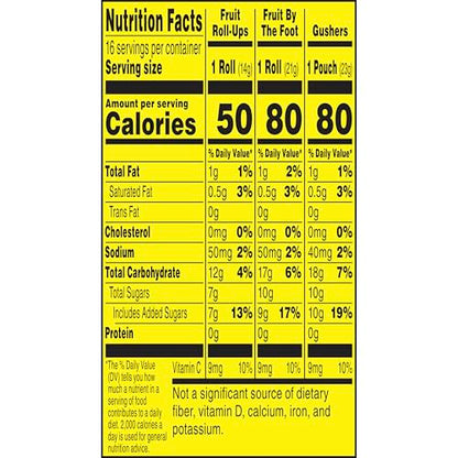 Fruit Roll-Ups, Fruit by the Foot, Gushers, Flavored Snacks Variety Pack, Gluten Free, 16 Ct, 10.2 oz