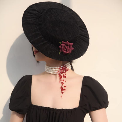 Handmade Dripping Blood Imitation Pearls Necklace Vampire Choker Party Costume Women