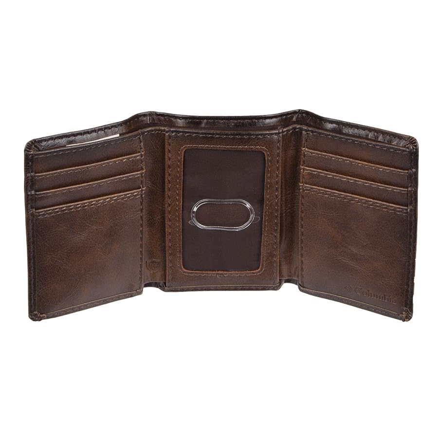 Columbia Men's RFID Blocking Security Trifold Wallet Accessory, -brown emboss, One Size
