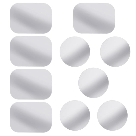 (10 Pieces Replacement Mount Metal Plates for Magnetic Car Phone Mount Holder with Extra Strength Hold, Universal Metal Plate for All Magnetic Car Mounts Black & Silver