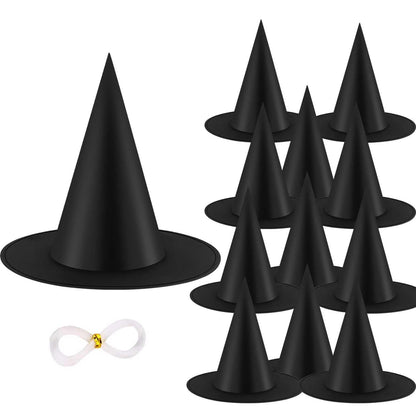 KSPOWWIN 12PCS Halloween Witch Hats Witch Costume Accessory, Black Witch Hat for Halloween Party Decoration