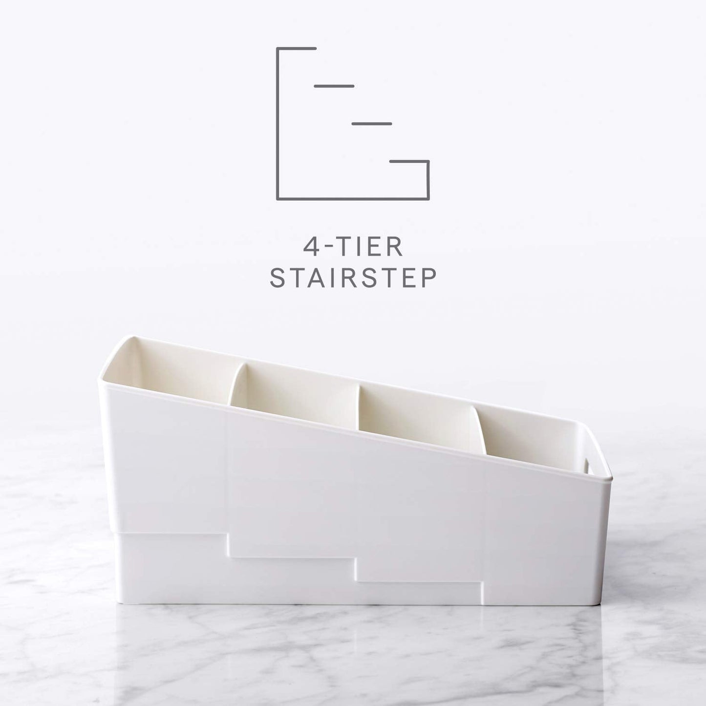 YouCopia ShelfBin Packet Organizer, 4-Tier Stairstep Raised Divided Bin, BPA-Free Storage Caddy for Kitchen Pantry and Cabinet Organization, Tea Bags, Medicine, and More