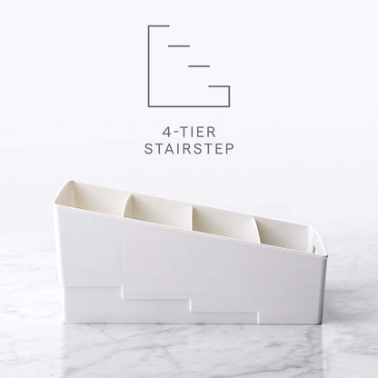 YouCopia ShelfBin Packet Organizer, 4-Tier Stairstep Raised Divided Bin, BPA-Free Storage Caddy for Kitchen Pantry and Cabinet Organization, Tea Bags, Medicine, and More