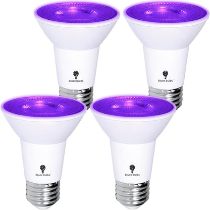 4 Pack BlueX LED PAR20 Flood Purple Light Bulb - 8W (65Watt Equivalent) - Dimmable - E26 Base Purple LED Lights, Party Decoration, Porch, Home Lighting, Holiday Lighting, Flood Lights