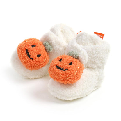GDSDYM Baby Booties Cozy Christams Slippers Soft Baby Halloween Pumpkin Shoes Winter Warm Infant Newborn Crib Sock Shoes First Walkers