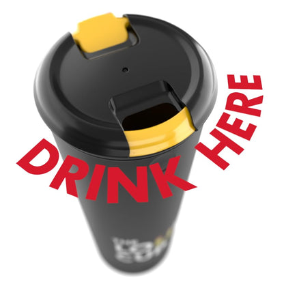 Loud Cup 20 oz Tumbler + Stadium Horn with Open-Sip Lid (Canary Yellow) - Insulated Cup Reusable Water Bottle Coffee Travel Mug - Worlds Loudest Cup for Game Day