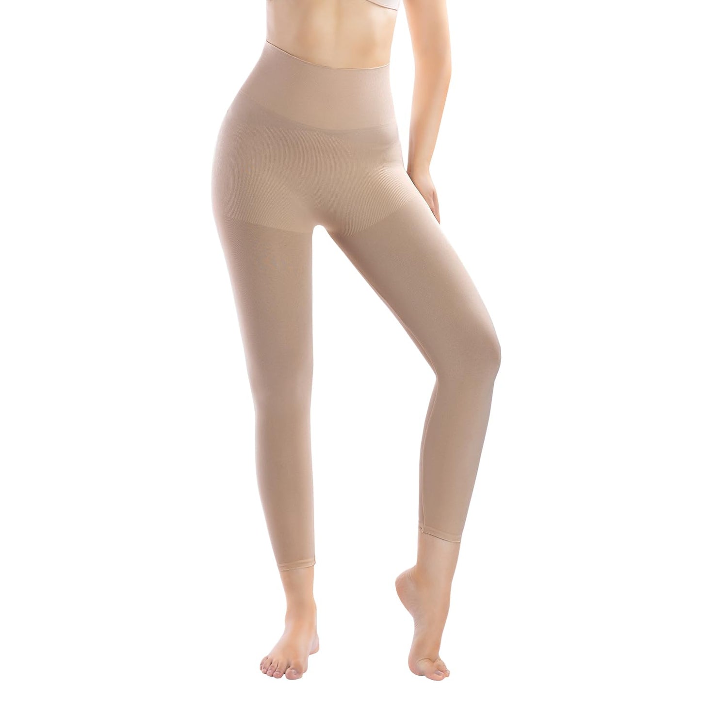 +MD Shapewear for Women Tummy Control Seamless High Waisted Light Compression Footless Tights Leggings