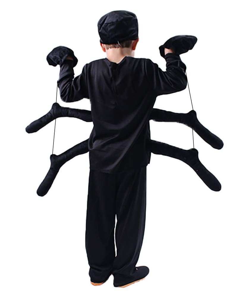 KIMI HOUSE Spider Costume for Kids, Perfect for Halloween, Animal Dress up Party, Black(M/5-7Y)