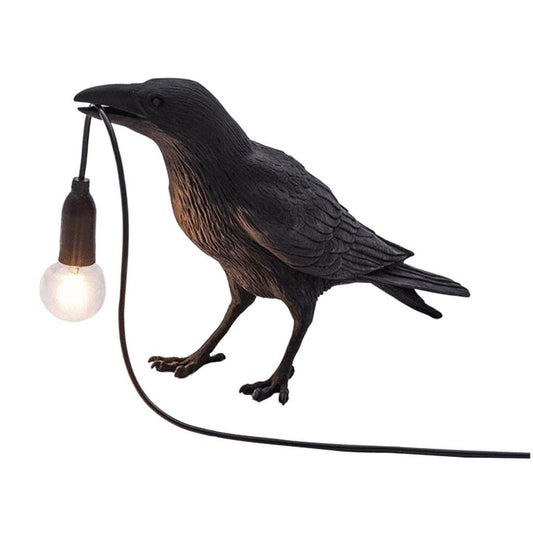 Generic Raven Decor Table Lamp - Lifelike Resin Crow Bird Desk Lamp Creative Animal Styling Light Bedroom Bedside Wall Sconce Lamp Light Decoration - Black Table lamp