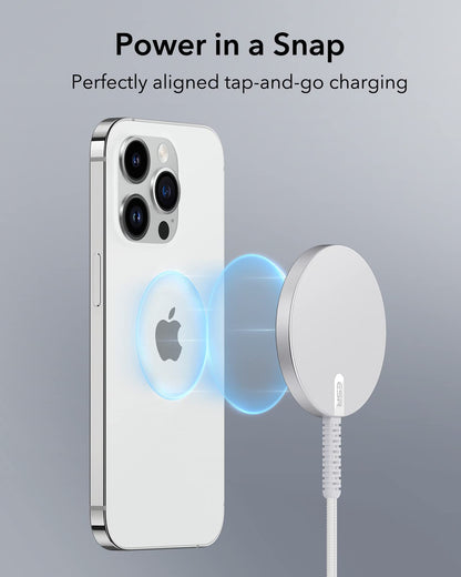 ESR for MagSafe Charger 15W Wireless Charger for iPhone 16 Pro Max/16 Pro/16/16 Plus/15/14/13/12 Apple Magnetic Charging Pad for AirPods 4/3/Pro/Pro 2 Galaxy S25 Series with Dual USB A/C Ports, Silver
